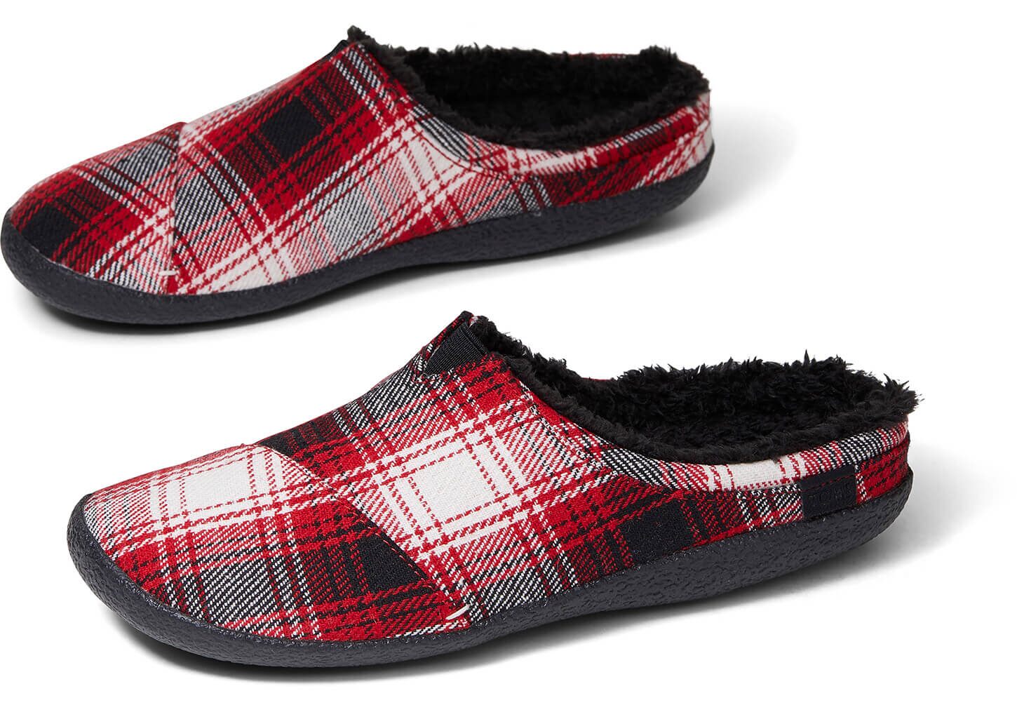 mens red plaid slippers