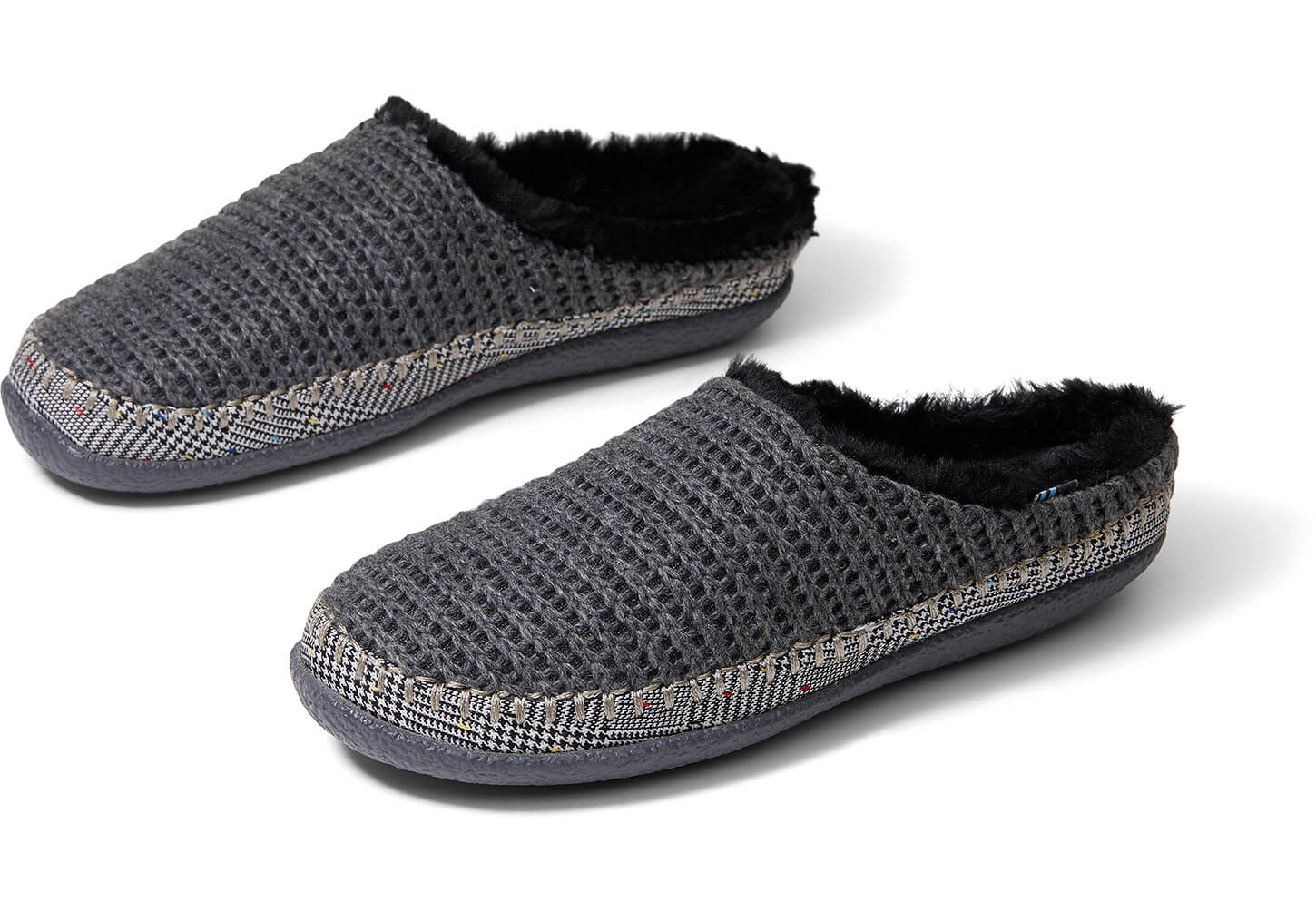 toms black and white sweater knit women's ivy slippers