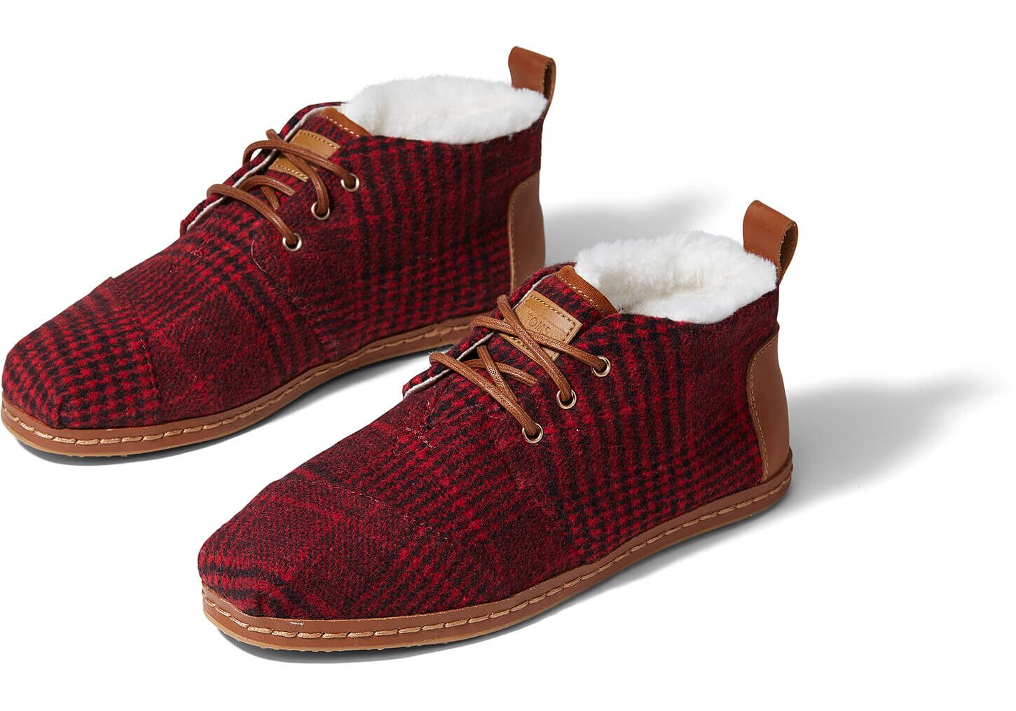 TOMS Women's Classics Red Plaid Felt 