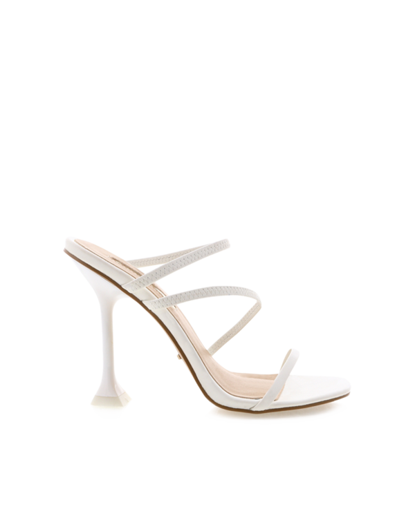 white glass heels