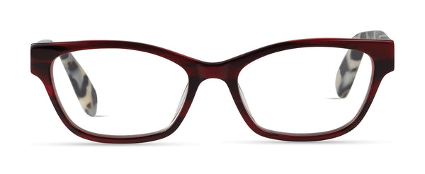 Scojo Devoe Street Crimson Stripe / Marbled Black Reader Eyeglasses / +1.50 Lenses