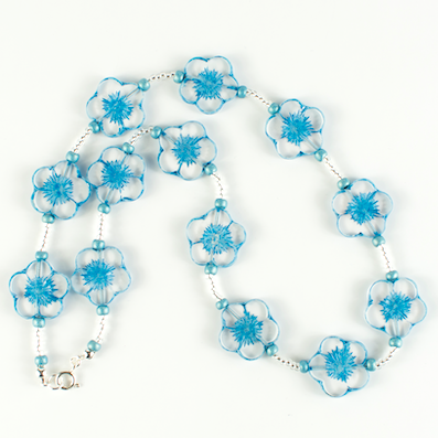 Turquoise '20mm' cut flower necklace