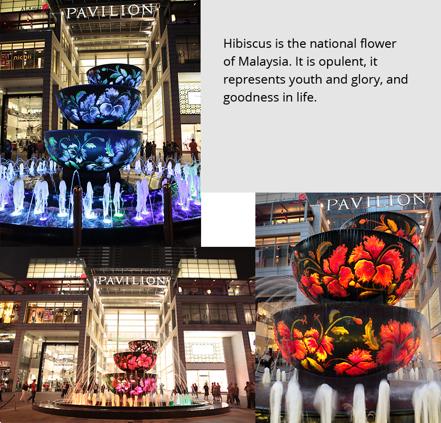 Malaysia Pavilion Mall Hibiscus Fountain | Liuli Crystal Art