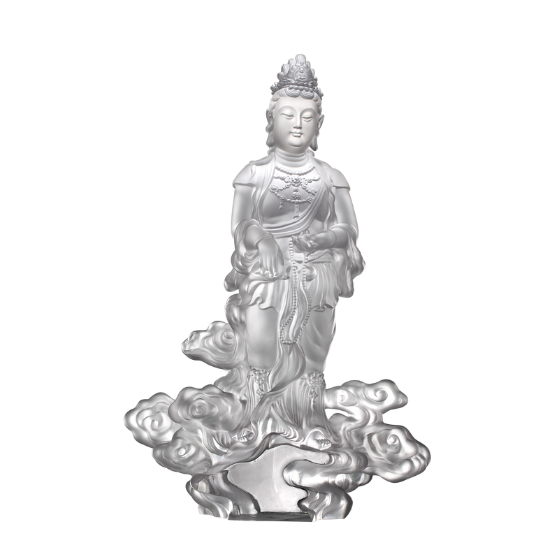 Crystal Buddha, Guanyin, Light Exists Because of Love-Wishes Fulfilled - LIULI Crystal Art
