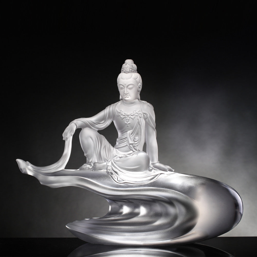 Guanyin Figurine Heart Of Guanyin Liuli Crystal Art