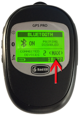 LCD screen showing (MAX) Bluetooth connections