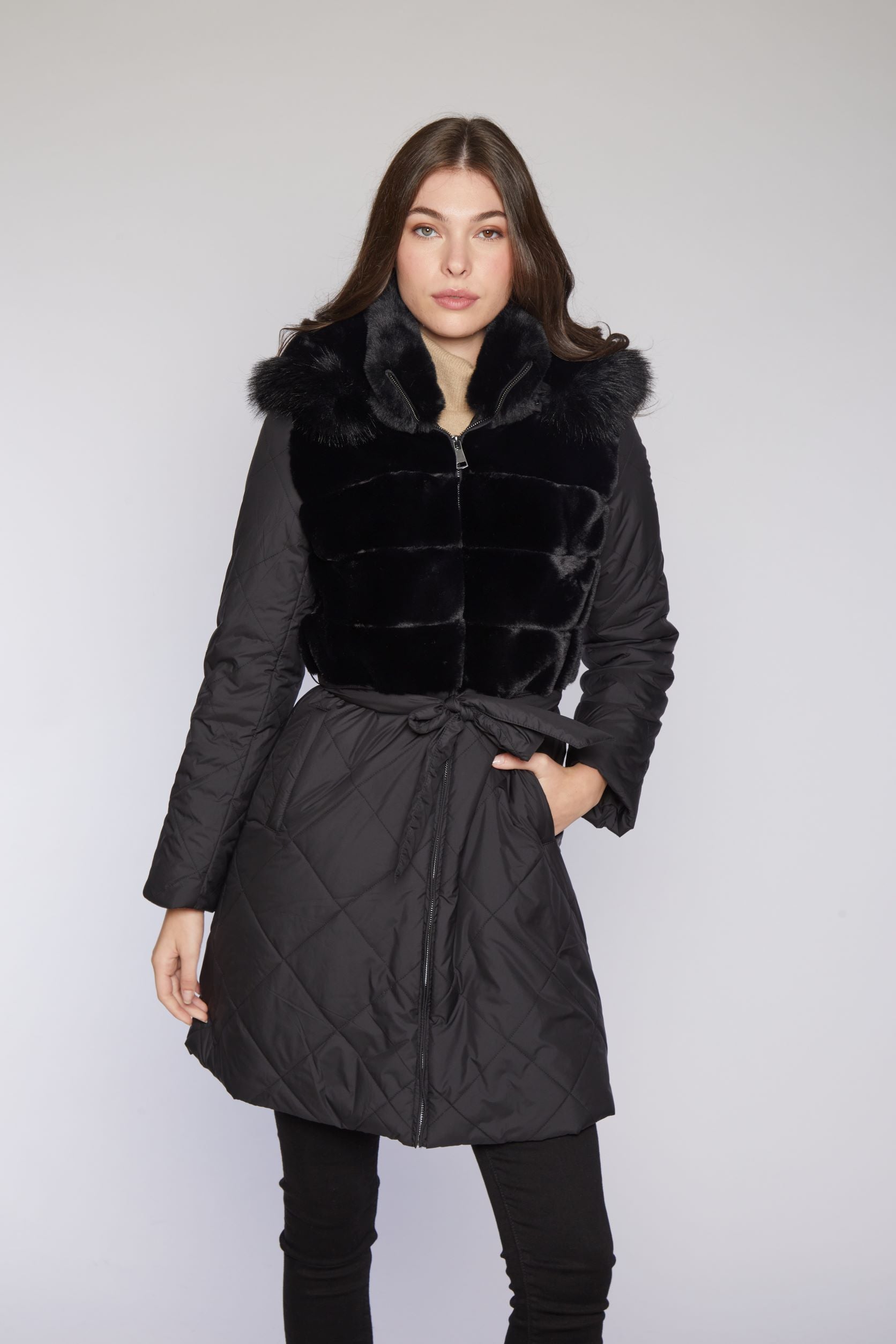 QUILTED PUFFER REVERSES TO FAUX FUR | Women Coat | Blue Duck