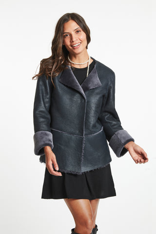 #7192CHAR Reversible Shearling Coat $500