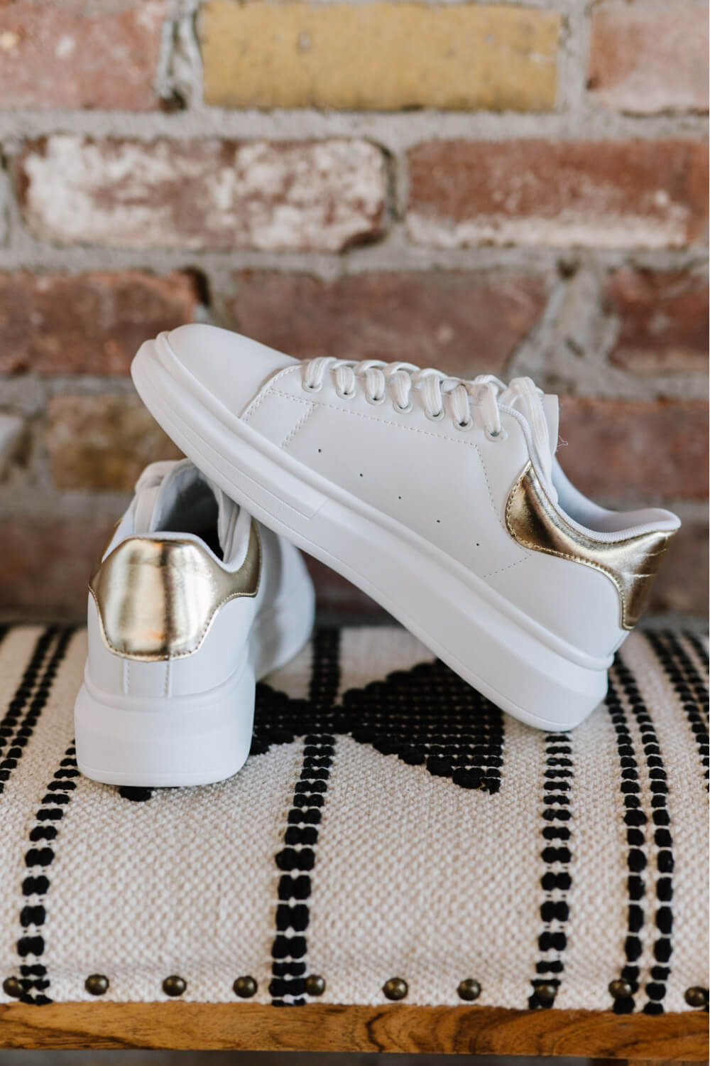 Chunky Sole Sneakers in White and Gold