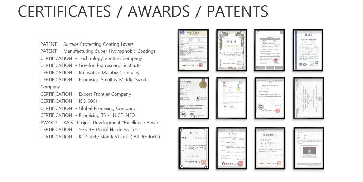 Ceramic Coating Certification / award and patents