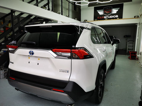 ceramic coating of pearl white 2020 rav4 hybrid at carstudios