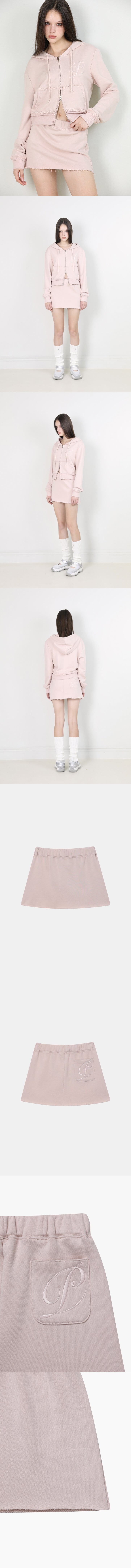 P-LOGO EMBROIDERY VINTAGE MINI SKIRT (BABY PINK)