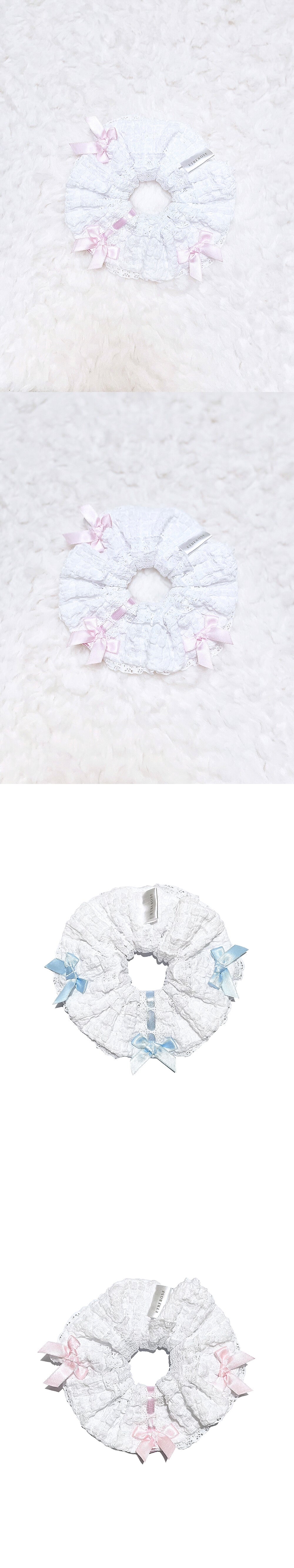 Baby Milk Frill Lace Ribbon Scrunchie (2color)