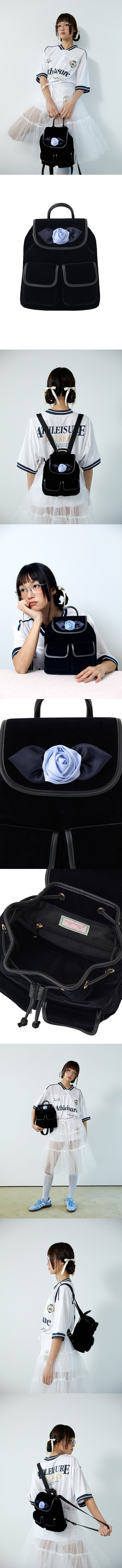 velvet rose corsage backpack_blue