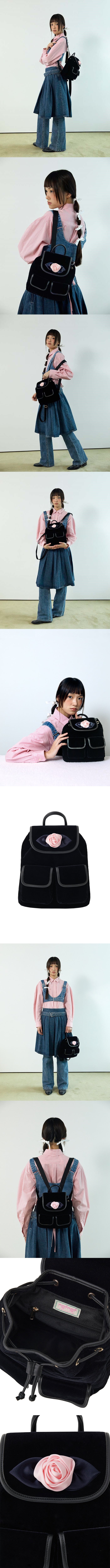 velvet rose corsage backpack_pink