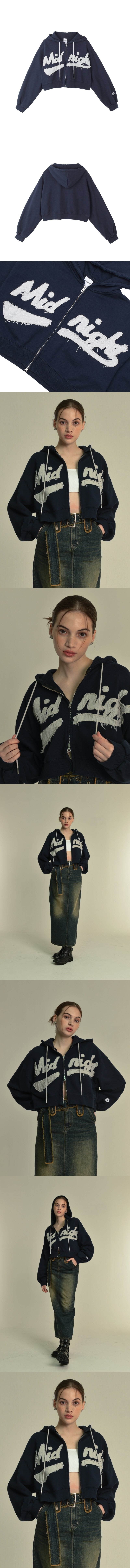 damage hood zip up (navy)