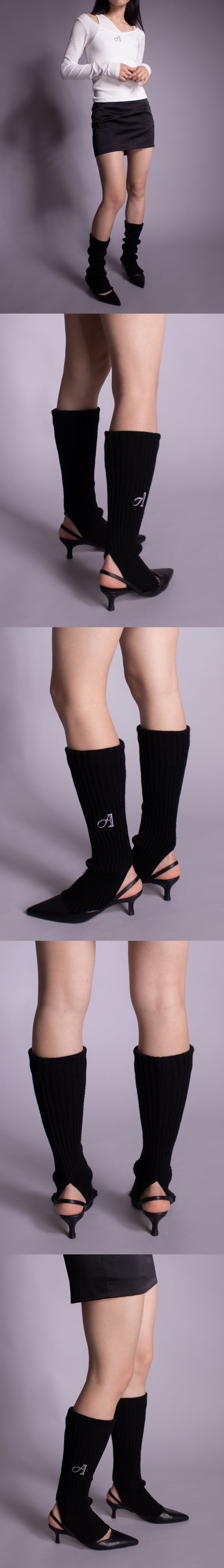 Embroiderary Leg Warmer BLACK