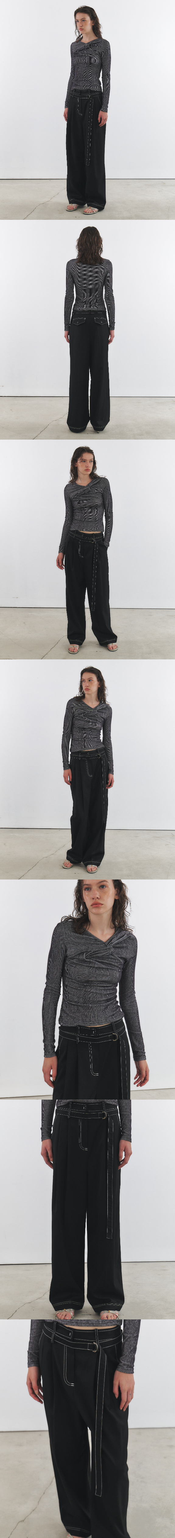 BELT POINT STITCH WIDE SLACKS