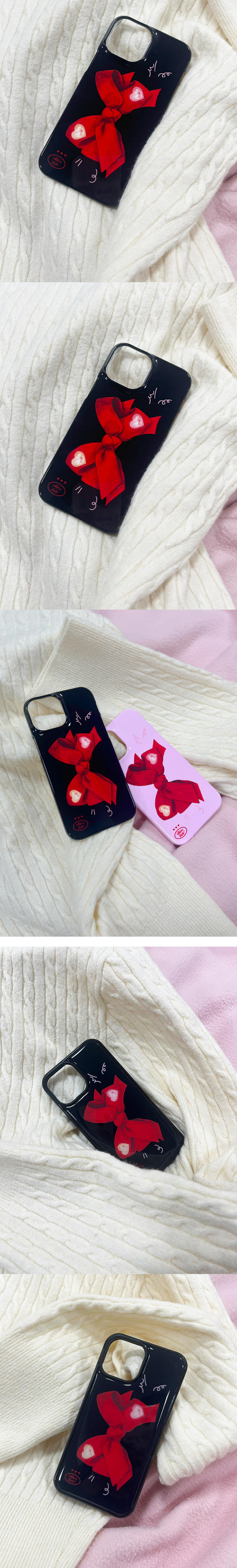 RED RIBBON PHONE CASE - BLACK