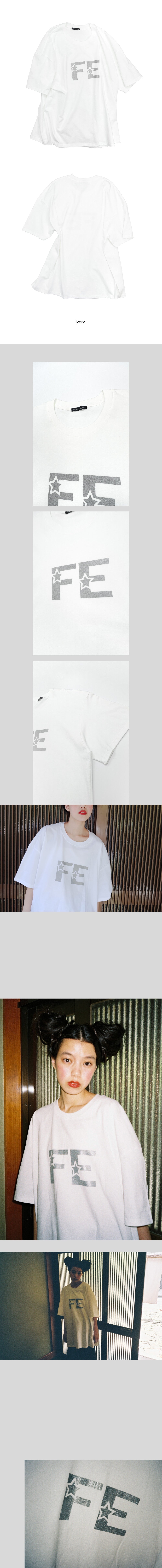 (F.E.E.S) logo loose washing t-shirt (ivory)