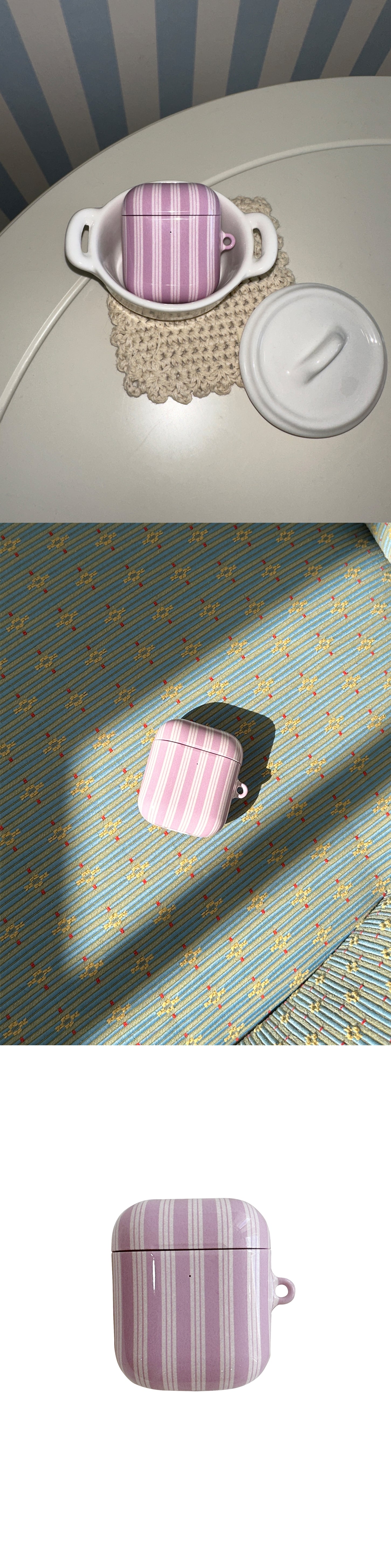 Baby pink stripe Airpods case