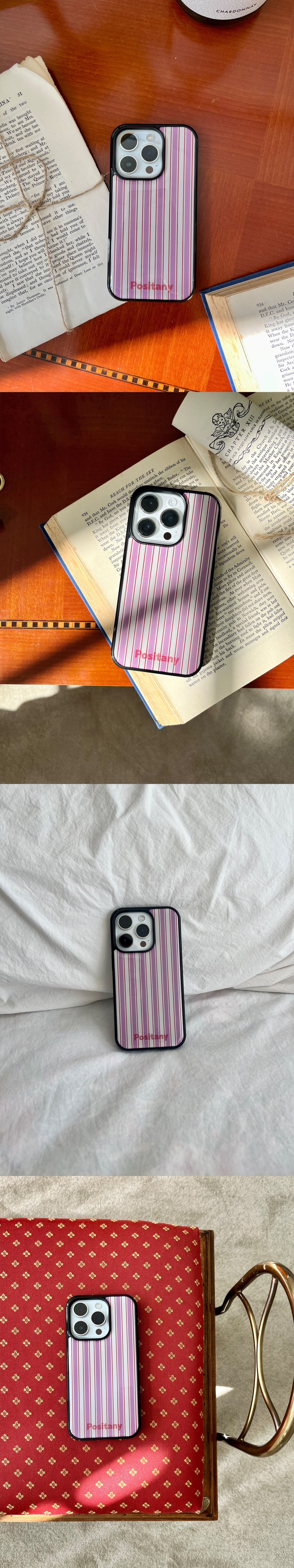 Deep pink stripe phone case