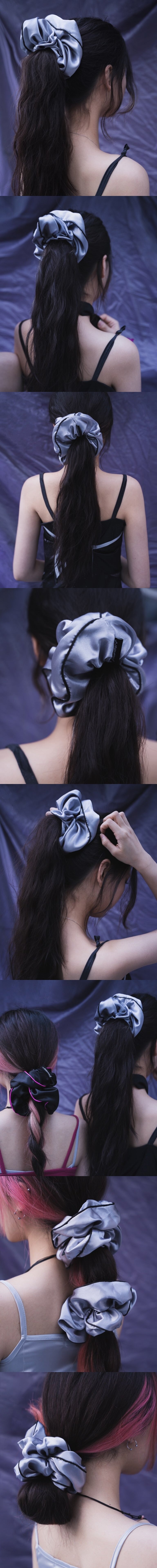 Piping scrunchie (Silver)