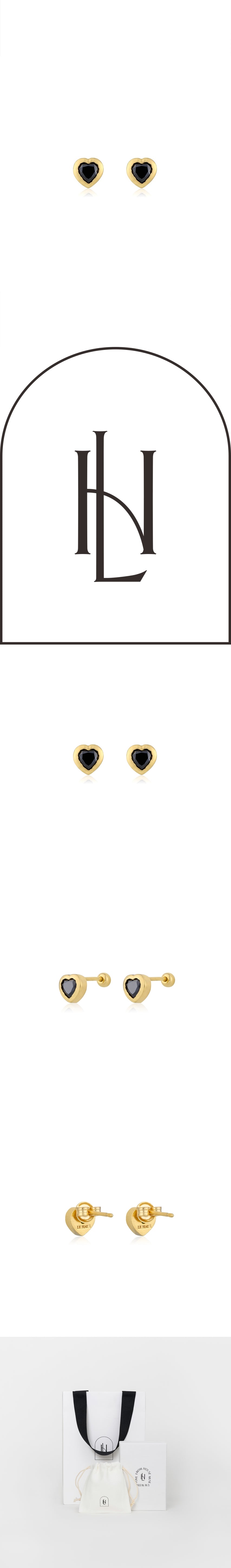 PURE LOVE EARRING(black)(silver925&18k gold plated)