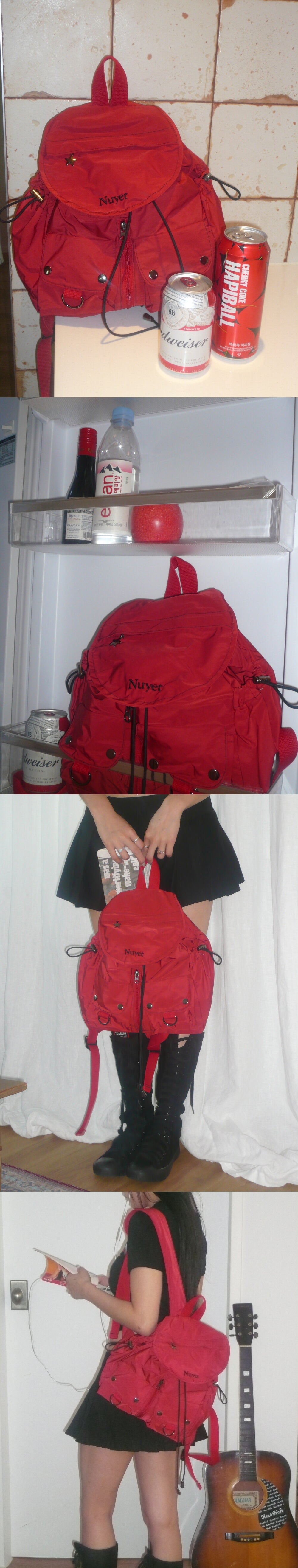 Red round pocket backpack