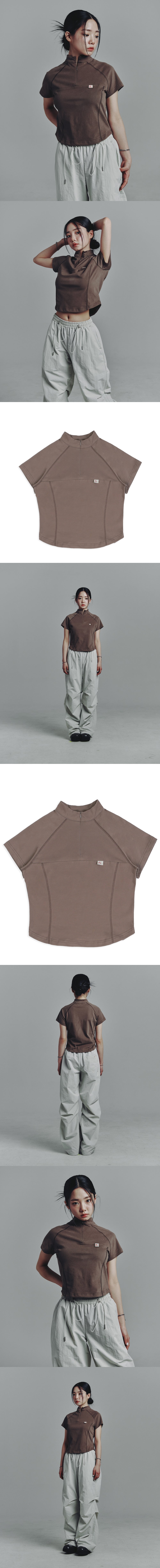 Symbol zip up t - shirt ( brown )