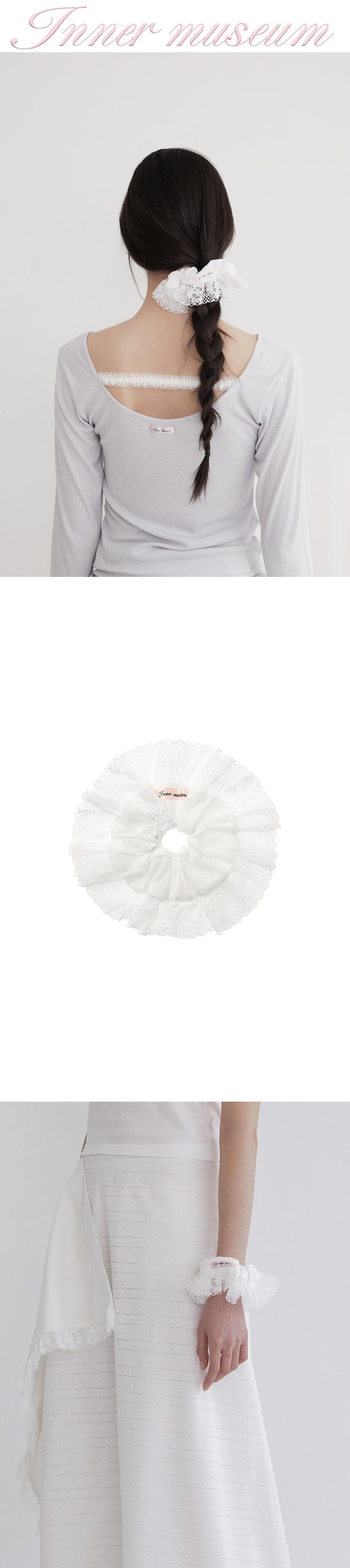 Clover lace scrunchie (WHITE)