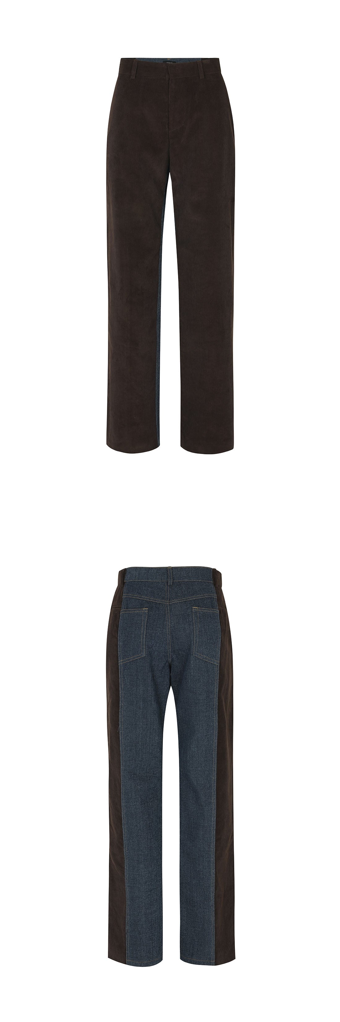 JIMINLEE JEAN CONTRAST CORDUROY PANTS BROWN