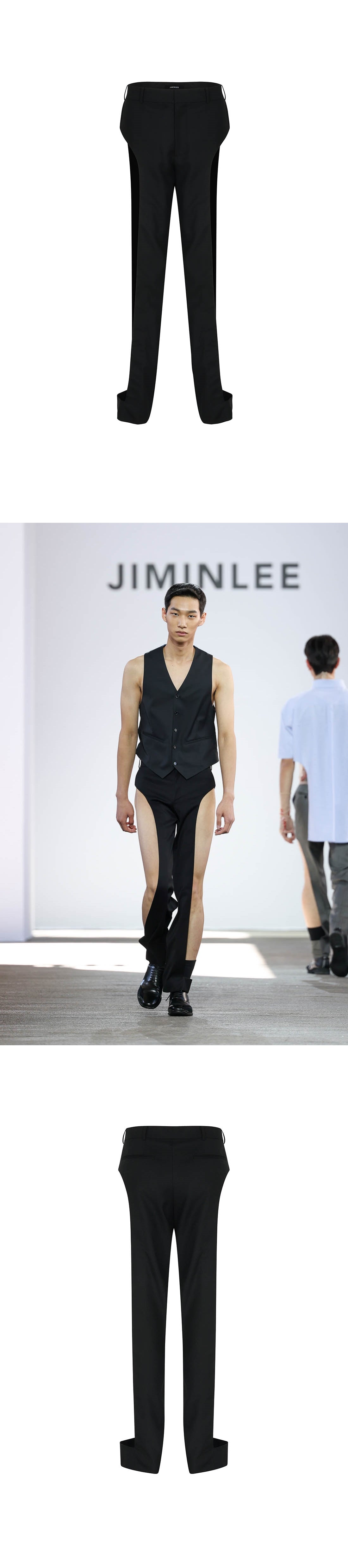 SIDE CUT-OUT SUIT PANTS BLACK