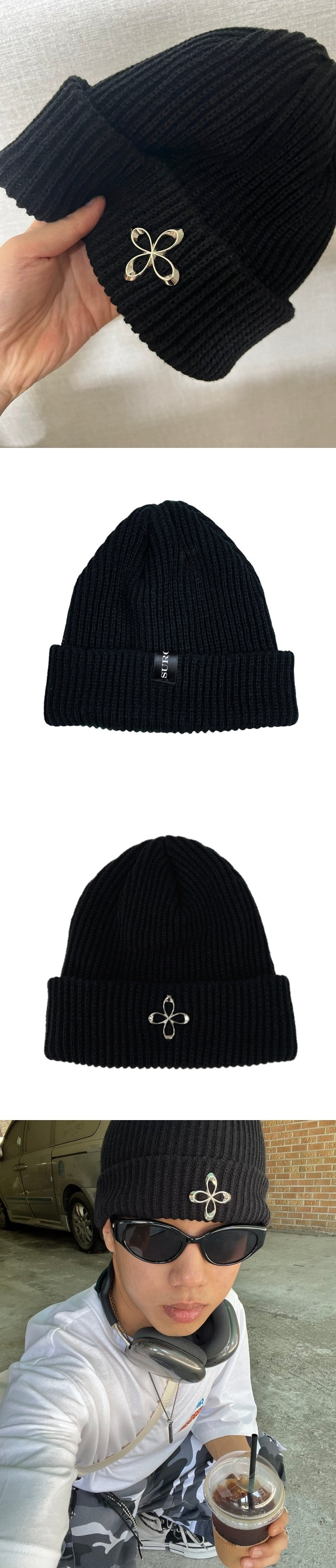 surgery clover logo beanie ver.2 'black'