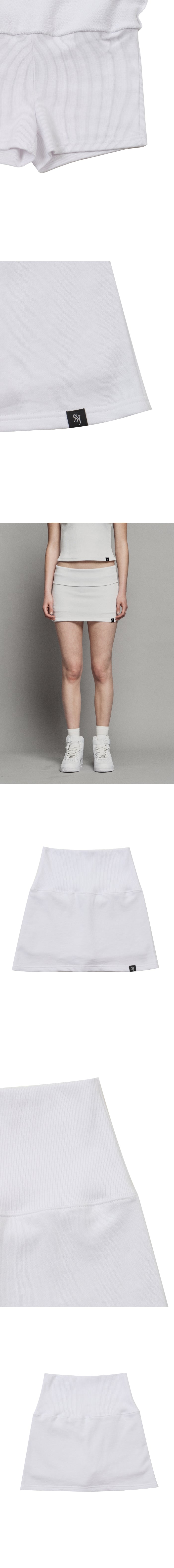 PLAIN PIGMENT POLD MINI SKIRT WHITE