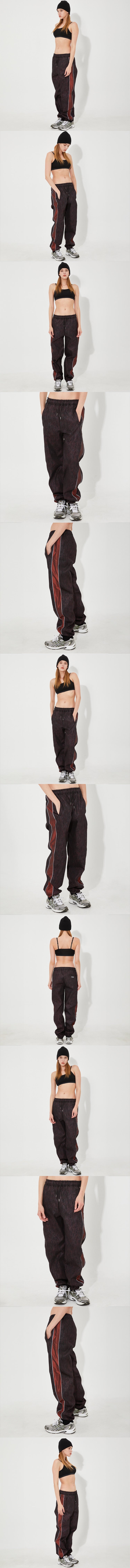 Piping denim sweatpants burgundy