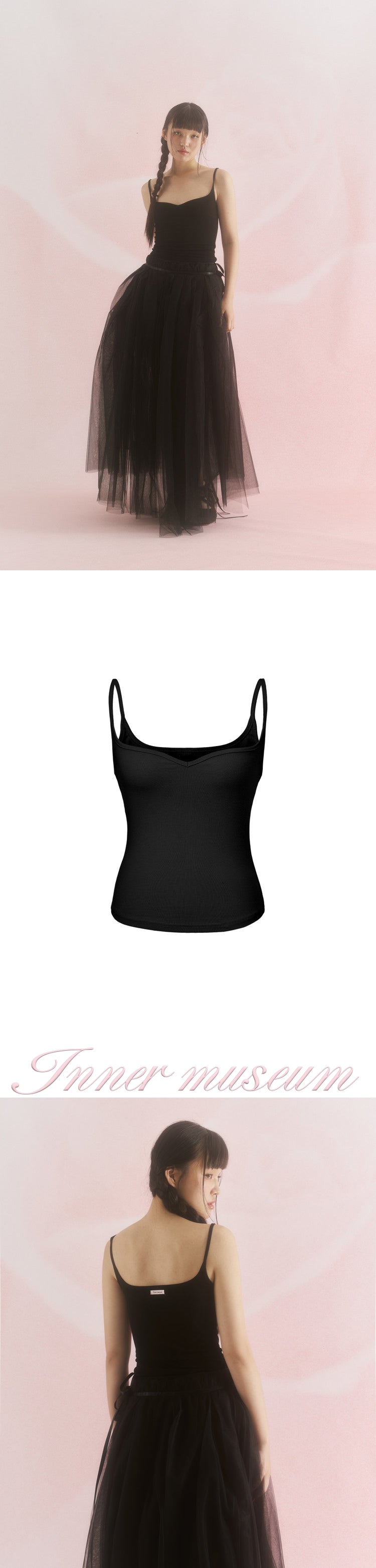 Sweet heart neck Camisole (BLACK)