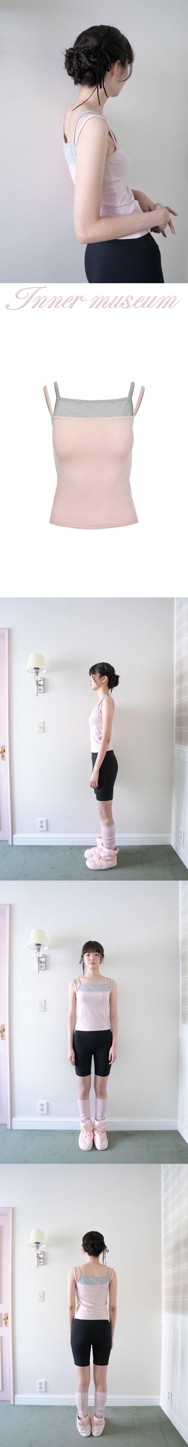 TWO-TONE SLEEVELESS TOP (GRAYPINK)