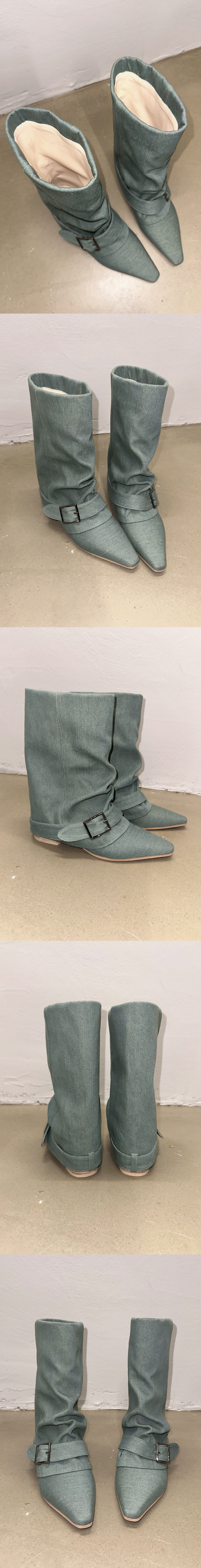 Hug belt boots _Sage denim