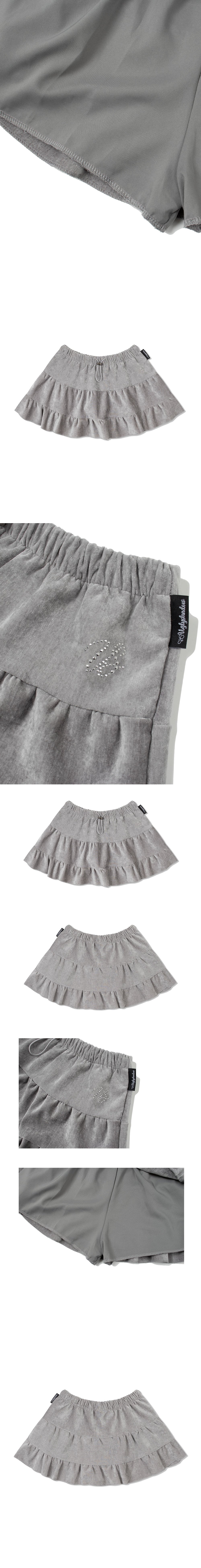 VELVET CANCAN SKIRT(GREY)