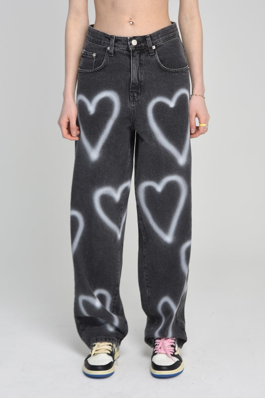 MIDNIGHT MOVE] SS 22 heart denim pants (blue) – SellerWork