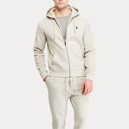 Ralph Lauren Double-knitted Full-Zip Hoodie Grey | Visual Impact