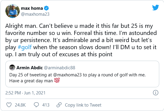 Max Homa Tweet Golf Fan