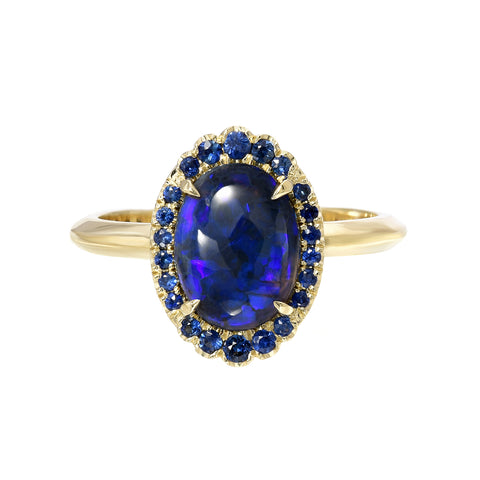 Midnight Phantom Cobalt Blue Opal Gold Ring