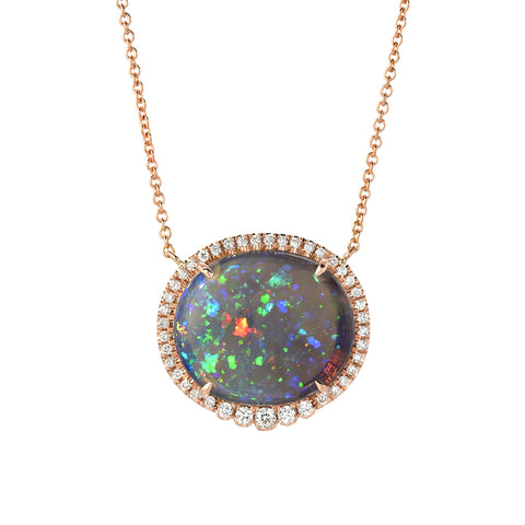 Lightening Ridge Black Crystal Opal Necklace