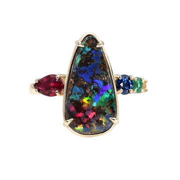 Opal & Sapphire Ring, Sapphire Jewelry