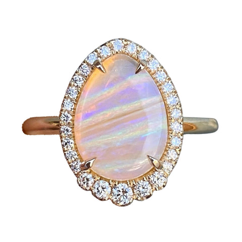 Striations of Love Pipe Opal and Diamond Gold Ring by NIXIN