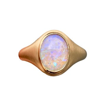 Breathless Crystal Opal Gold Signet Ring