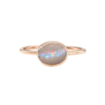 Dreamscape No. 13 Rose Gold Lightning Ridge Opal Ring