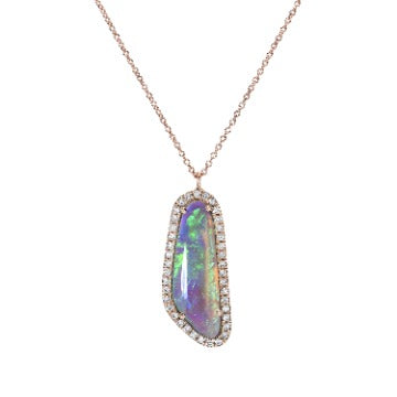Icicle Crystal Opal and Diamond Necklace